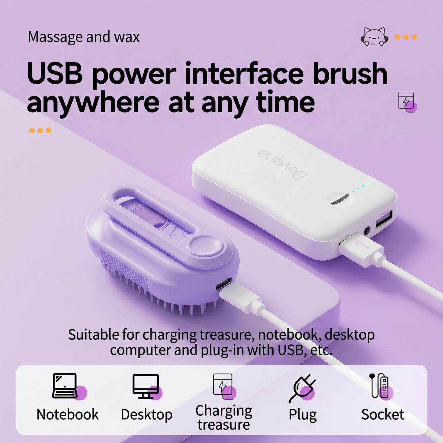 Aufladbarer Katzenpflegekamm – Reinigung & Massage per USB
