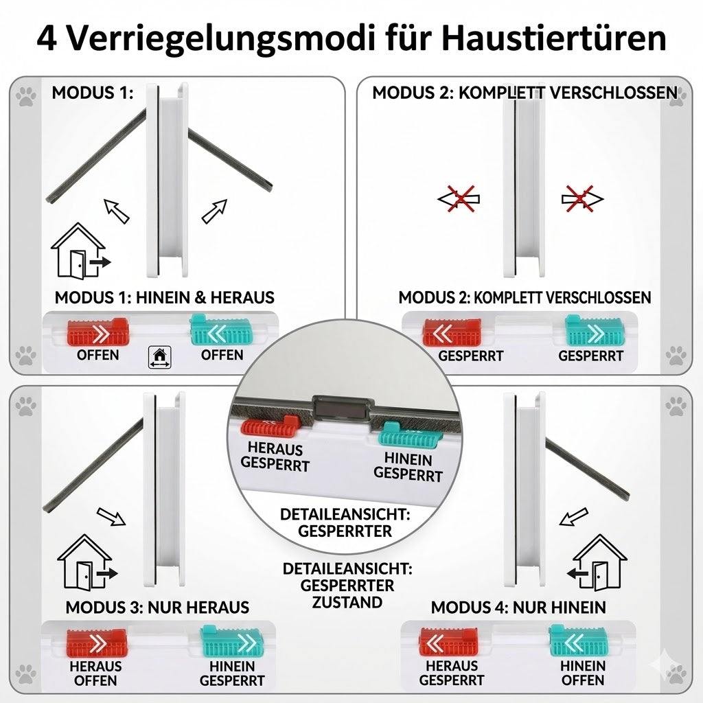 4-Wege-Schloss Hunde-Katzenklappe